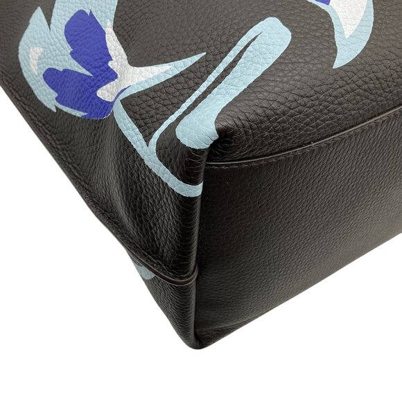 Tod's Brown / Cobalt Blue Floral Motif Tote - Picture 5 of 10